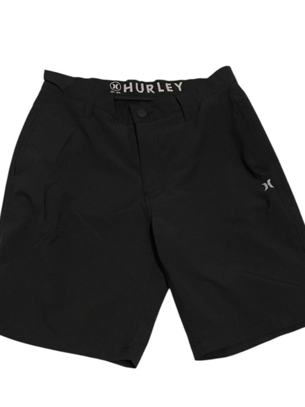 HURLEY All Day Hybrid 4-Way Stretch Walk Shorts Black Size 38 Quick Dry Stretch